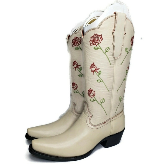 Planet Cowboy Shoes - Anthropologie X Planet Cowboy Dozen Roses Cream Cowboy Boots Western Womens 8 US